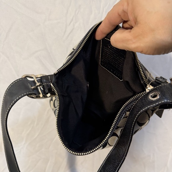 Coach Signature Soft Slim Duffle Shoulder Bag Gray & Black Y2K Crossbody 9362 - Picture 11 of 11